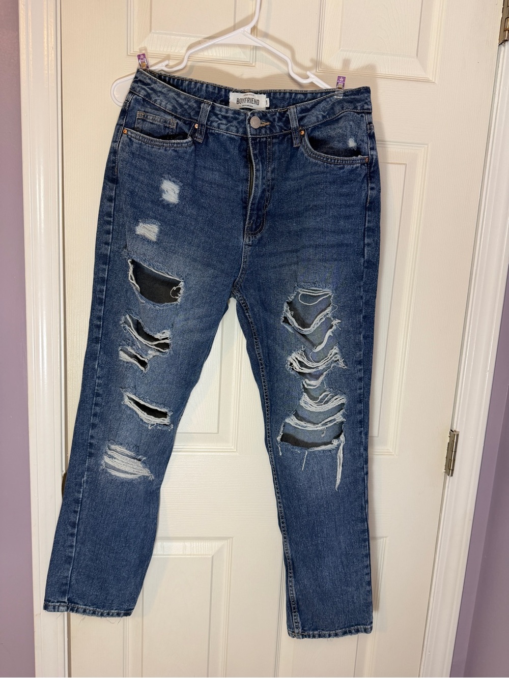 refuge Distressed Boyfriend Jeans - Dark Blue